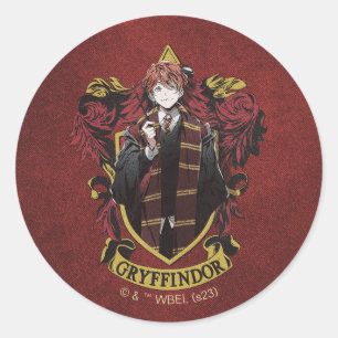 HARRY POTTER™   Anime Ron Weasley House Crest Ronde Sticker