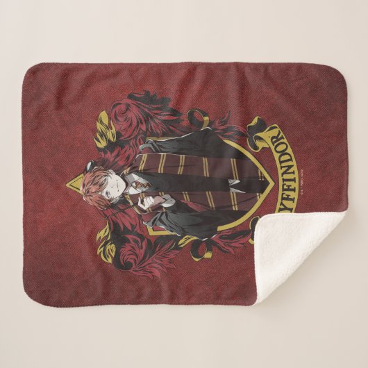 HARRY POTTER™ | Anime Ron Weasley House Crest Sherpa Deken (Voorkant (horizontaal))