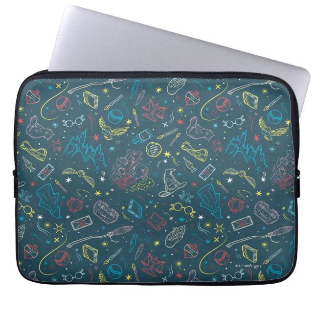 HARRY POTTER™ Artifacts Line Art Pattern Laptop Sleeve (Voorkant)