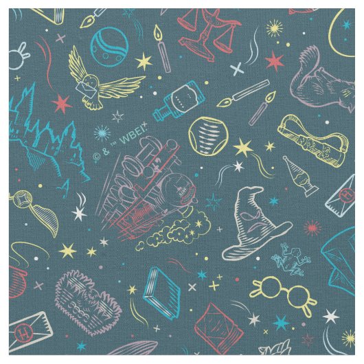 HARRY POTTER™ Artifacts Line Art Pattern Stof (Close Up)