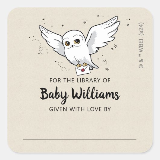 HARRY POTTER™ Baby shower Cadeauboek Bord Vierkante Sticker (Voorkant)