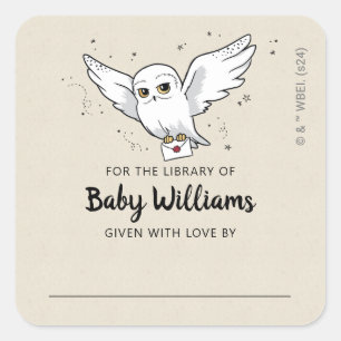 HARRY POTTER™ Baby shower Cadeauboek Bord Vierkante Sticker
