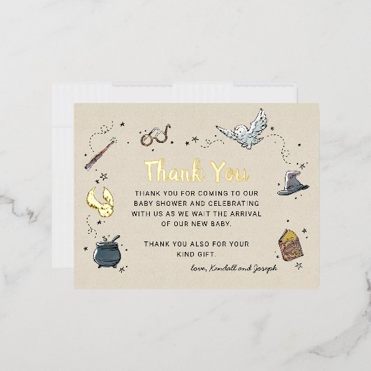 Harry Potter | Baby shower Hartelijk dank Folie Uitnodiging Briefkaart (Envelop)