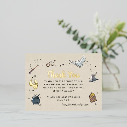 Harry Potter | Baby shower Hartelijk dank Folie Uitnodiging Briefkaart (Staand Voorkant)