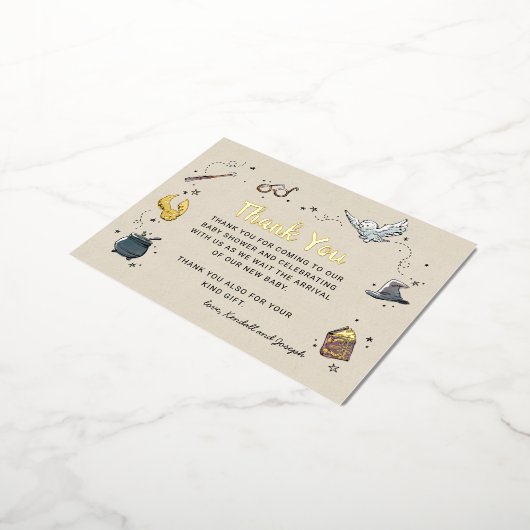 Harry Potter | Baby shower Hartelijk dank Folie Uitnodiging Briefkaart (Gedraaid)