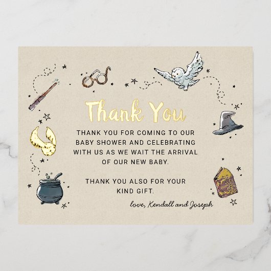Harry Potter | Baby shower Hartelijk dank Folie Uitnodiging Briefkaart (Voorkant)