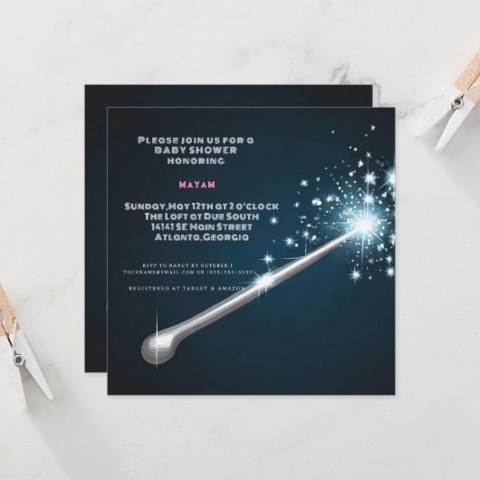 Harry Potter | Baby Shower toverstaf Kaart (Voorkant / Achterkant in situ)