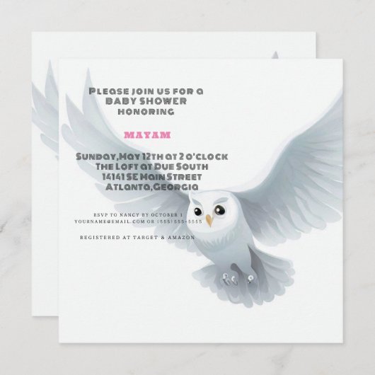 Harry Potter | Baby shower van witte uil Kaart (Voorkant / Achterkant)