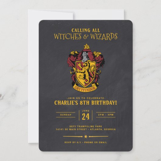 Harry Potter Birthday | Gryffindor Chalkboard Kaart (Voorkant)