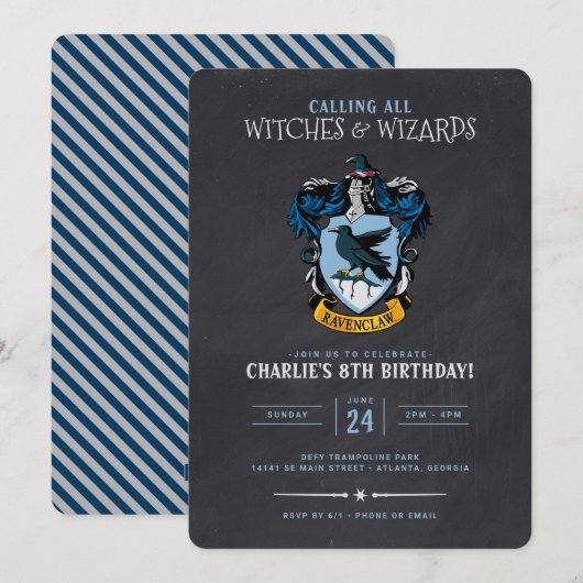 Harry Potter Birthday | Ravenclaw Chalkboard Kaart (Voorkant / Achterkant)