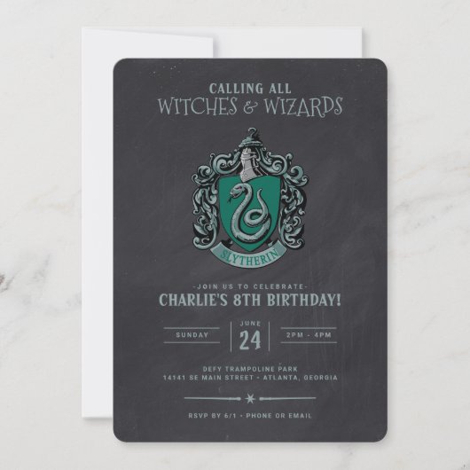 Harry Potter Birthday | Slytherin-alkboard Kaart (Voorkant)