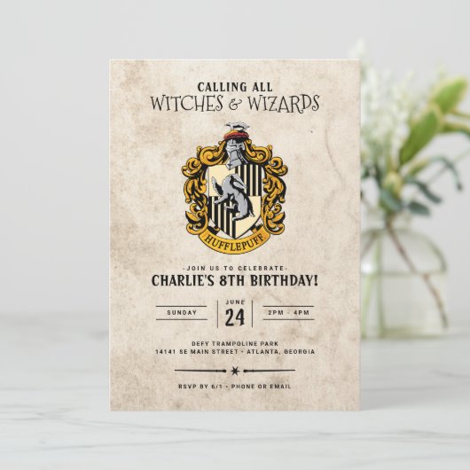 Harry Potter Birthday | Uitnodiging tot Hufflepuff (Staand voorkant)