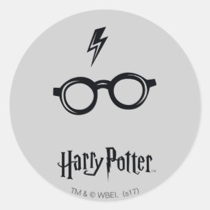 Harry Potter   Bliksemlitteken en Bril Ronde Sticker