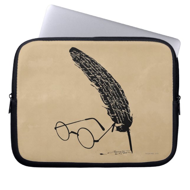 Harry Potter | Bril en ganzenveer Laptop Sleeve (Voorkant)