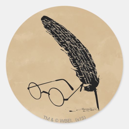 Harry Potter | Bril en ganzenveer Ronde Sticker (Voorkant)