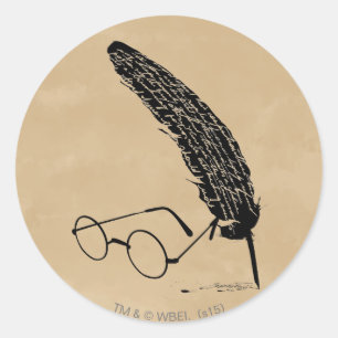 Harry Potter   Bril en ganzenveer Ronde Sticker