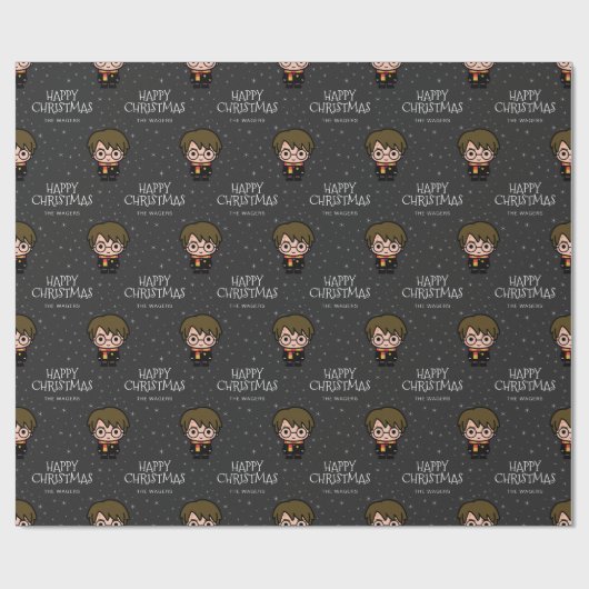 Harry Potter Cartoon | Gelukkig kerstbord Cadeaupapier (Vlak)