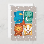 HARRY POTTER™| CARTOON HOGWARTS™ HOUSSEN BRIEFKAART (Voorkant / Achterkant)