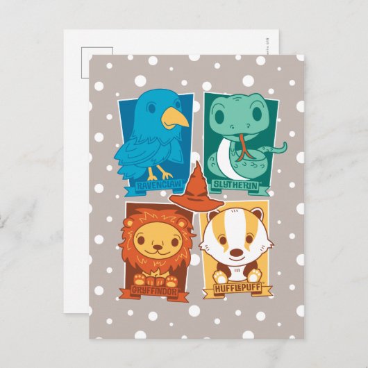 HARRY POTTER™| CARTOON HOGWARTS™ HOUSSEN BRIEFKAART (Voorkant / Achterkant)