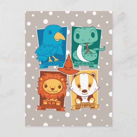 HARRY POTTER™| CARTOON HOGWARTS™ HOUSSEN BRIEFKAART (Voorkant)