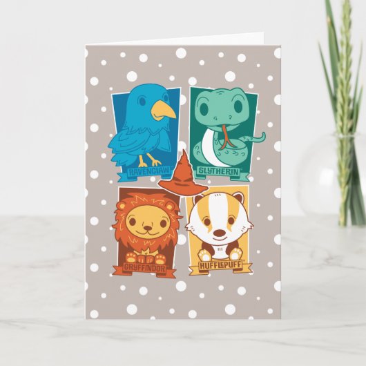 HARRY POTTER™| CARTOON HOGWARTS™ HOUSSEN KAART (Voorkant)