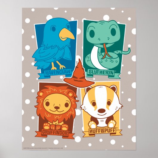 HARRY POTTER™ | CARTOON HOGWARTS™ HUISEN POSTER (Voorkant)