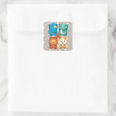 HARRY POTTER™ | CARTOON HOGWARTS™ HUISEN VIERKANTE STICKER (Tas)