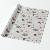 Harry Potter Cartoon Hogwarts Patroon Cadeaupapier (Uitgerold)