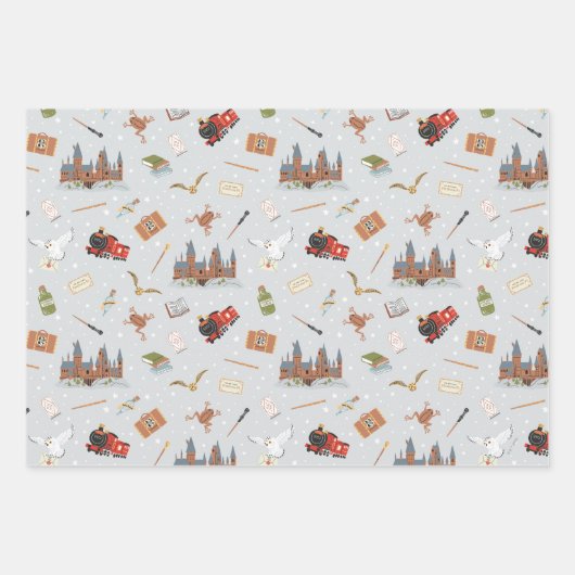 Harry Potter Cartoon Hogwarts Patroon Inpakpapier Vel (Voorkant)
