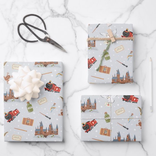 Harry Potter Cartoon Hogwarts Patroon Inpakpapier Vel (Voorkant)