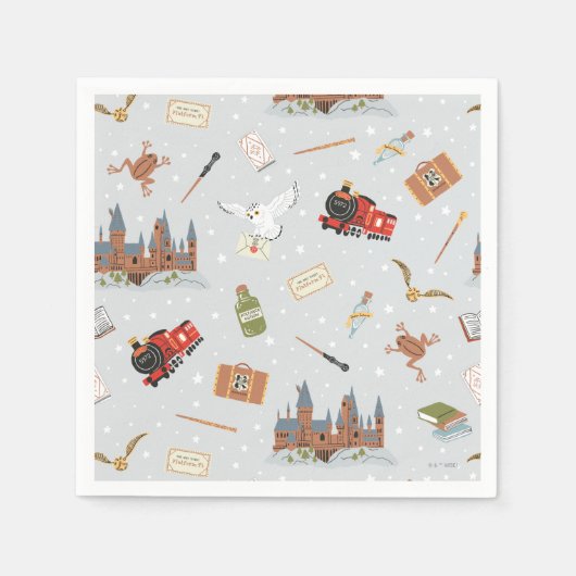 Harry Potter Cartoon Hogwarts Patroon Servet (Voorkant)