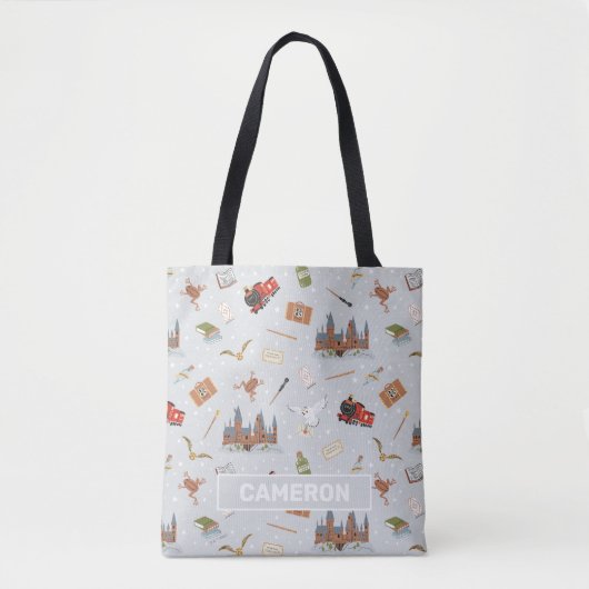 Harry Potter Cartoon Hogwarts Patroon Tote Bag (Voorkant)