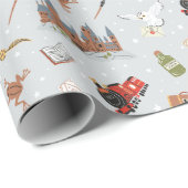 Harry Potter Cartoon Hogwarts Pattern Cadeaupapier (Rol Hoek)