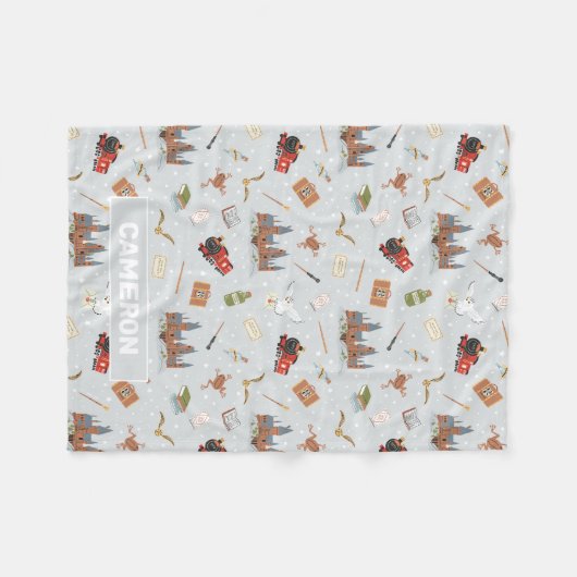 Harry Potter Cartoon Hogwarts Pattern Fleece Deken (Voorkant (Horizontaal))