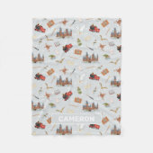 Harry Potter Cartoon Hogwarts Pattern Fleece Deken (Voorkant)