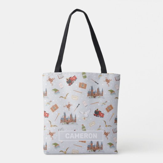 Harry Potter Cartoon Hogwarts Pattern Tote Bag (Achterkant)