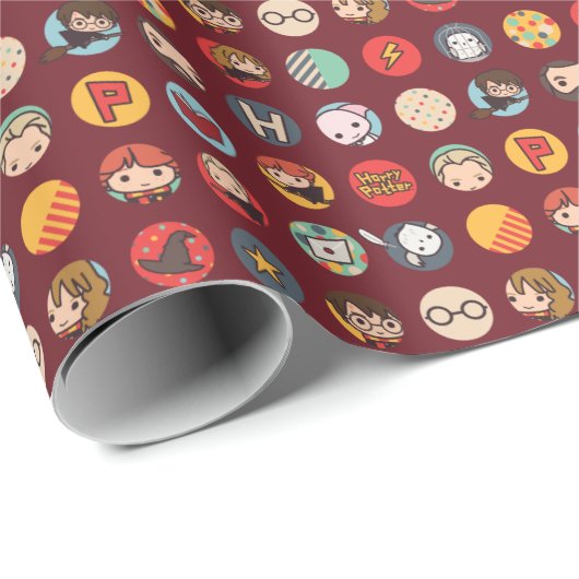 Harry Potter Cartoon Icons Pattern Cadeaupapier (Rol Hoek)