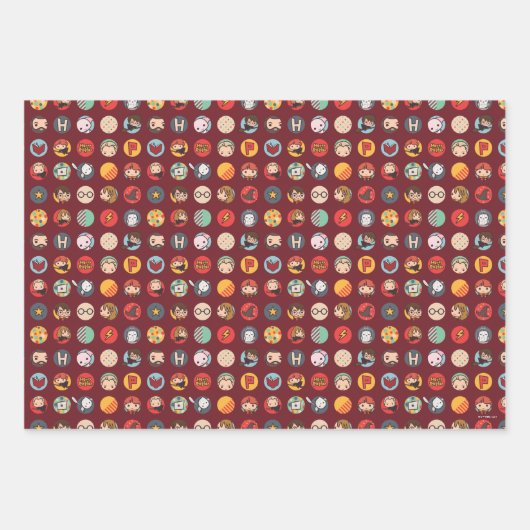 Harry Potter Cartoon Icons Pattern Inpakpapier Vel (Voorkant)