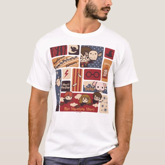 Harry Potter Cartoon scènes patroon T-shirt (Voorkant)