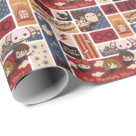 Harry Potter Cartoon Scenes Pattern Cadeaupapier (Rol Hoek)