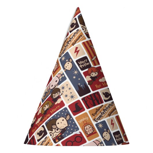 Harry Potter Cartoon Scenes Pattern Feesthoedjes (Links)