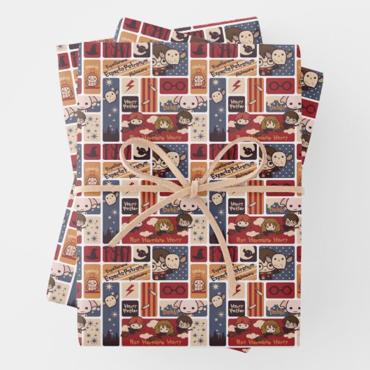 Harry Potter Cartoon Scenes Pattern Inpakpapier Vel (In situ)