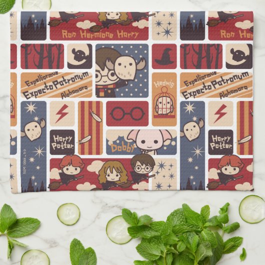 Harry Potter Cartoon Scenes Pattern Theedoek (Gevouwen)