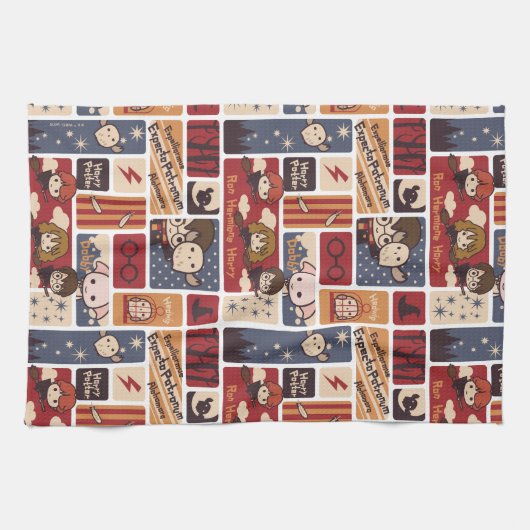 Harry Potter Cartoon Scenes Pattern Theedoek (Horizontaal)