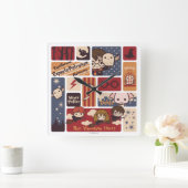 Harry Potter Cartoon Scenes Pattern Vierkante Klok (Huis)