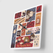 Harry Potter Cartoon Scenes Pattern Vierkante Klok (Hoek)