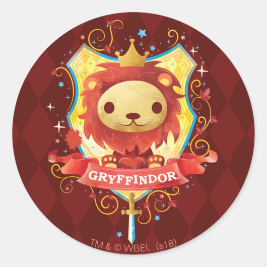 Harry Potter | Charmante GRYFFINDOR™ Wapen Ronde Sticker (Voorkant)
