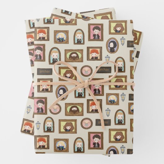 HARRY POTTER™ Chibi Afbeelding Lijst Inpakpapier Vel (In situ)