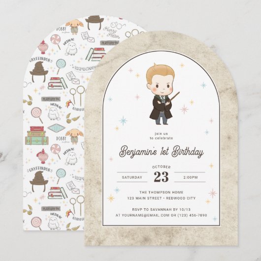 Harry Potter | Chibi Draco Malfoy Tovenaar Verjaar Kaart (Voorkant / Achterkant)