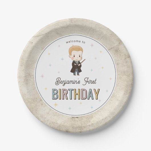 Harry Potter Chibi Draco Malfoy Tovenaar Verjaarda Papieren Bordje (Voorkant)